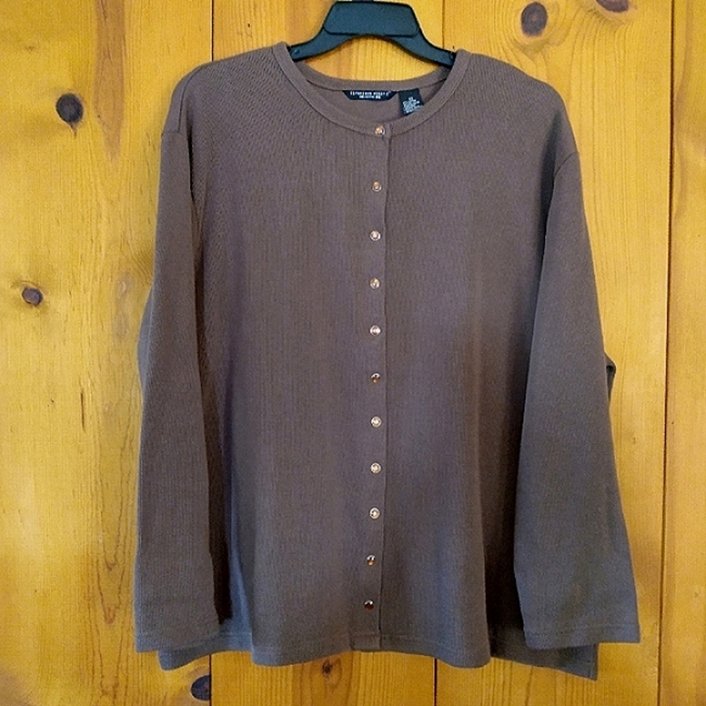 Reference Point Knit Cotton Blend Snap Button Cardigan